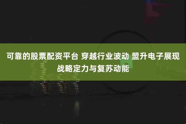 可靠的股票配资平台 穿越行业波动 盟升电子展现战略定力与复苏动能